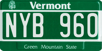 VT license plate NYB960