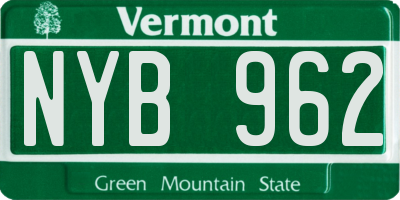 VT license plate NYB962