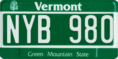 VT license plate NYB980