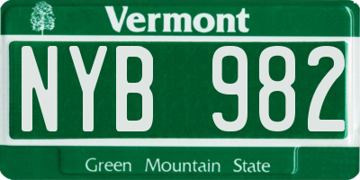 VT license plate NYB982