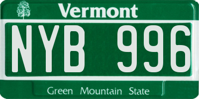 VT license plate NYB996