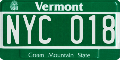 VT license plate NYC018