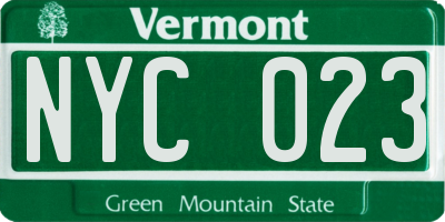 VT license plate NYC023