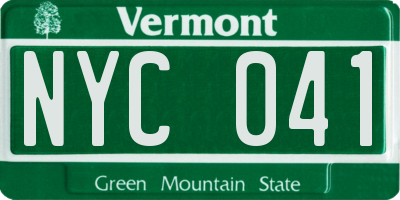 VT license plate NYC041