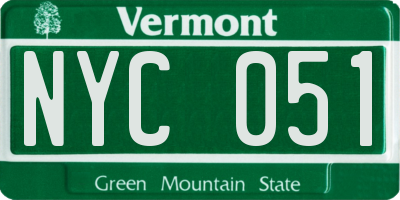 VT license plate NYC051