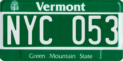 VT license plate NYC053