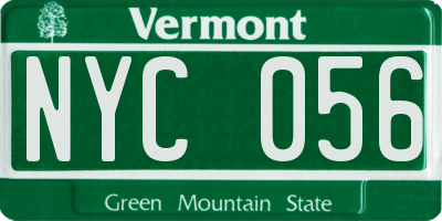 VT license plate NYC056