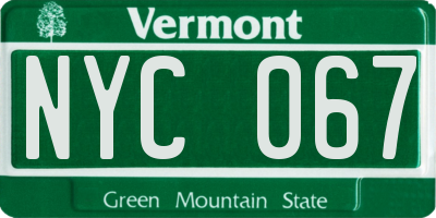 VT license plate NYC067