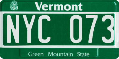 VT license plate NYC073