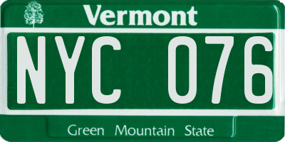 VT license plate NYC076