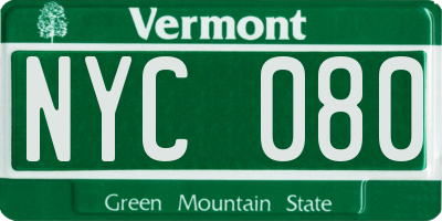 VT license plate NYC080