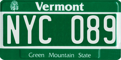 VT license plate NYC089