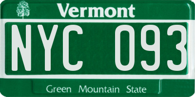VT license plate NYC093