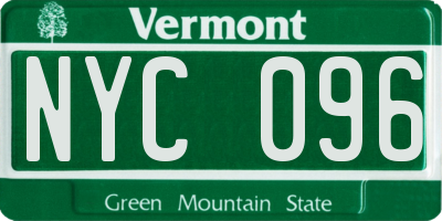 VT license plate NYC096