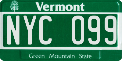 VT license plate NYC099