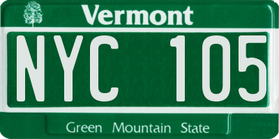 VT license plate NYC105