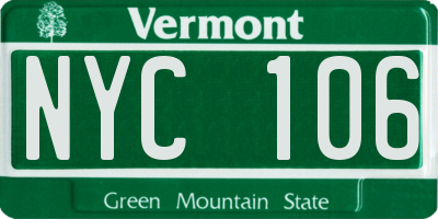 VT license plate NYC106