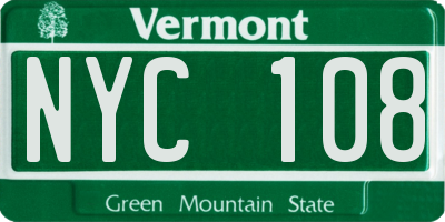 VT license plate NYC108
