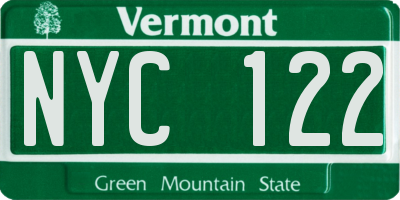 VT license plate NYC122