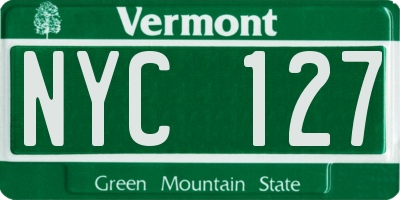VT license plate NYC127