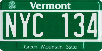 VT license plate NYC134