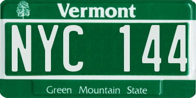 VT license plate NYC144