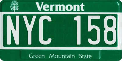 VT license plate NYC158