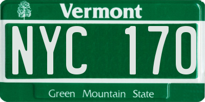 VT license plate NYC170