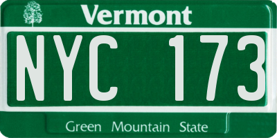 VT license plate NYC173