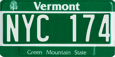 VT license plate NYC174