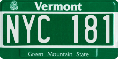 VT license plate NYC181