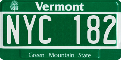 VT license plate NYC182