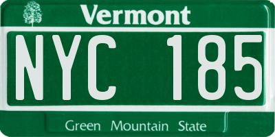 VT license plate NYC185