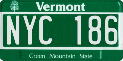 VT license plate NYC186