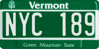 VT license plate NYC189