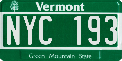 VT license plate NYC193