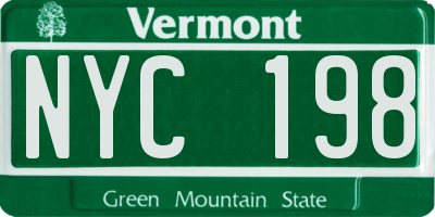 VT license plate NYC198
