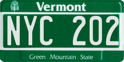 VT license plate NYC202