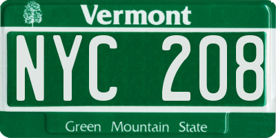 VT license plate NYC208