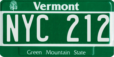 VT license plate NYC212