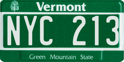 VT license plate NYC213