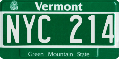 VT license plate NYC214