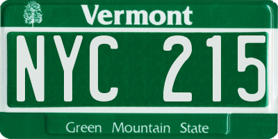 VT license plate NYC215