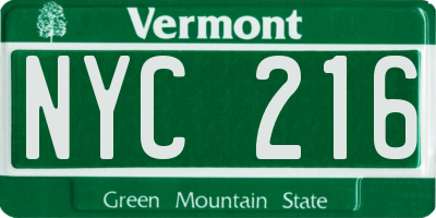 VT license plate NYC216