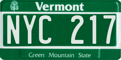 VT license plate NYC217