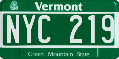VT license plate NYC219
