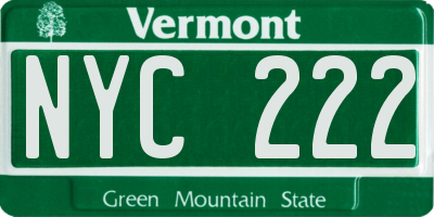 VT license plate NYC222