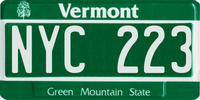 VT license plate NYC223
