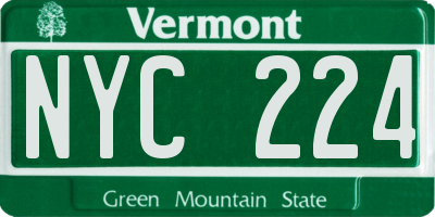 VT license plate NYC224