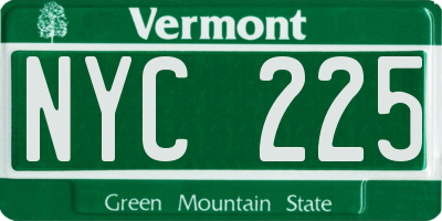 VT license plate NYC225